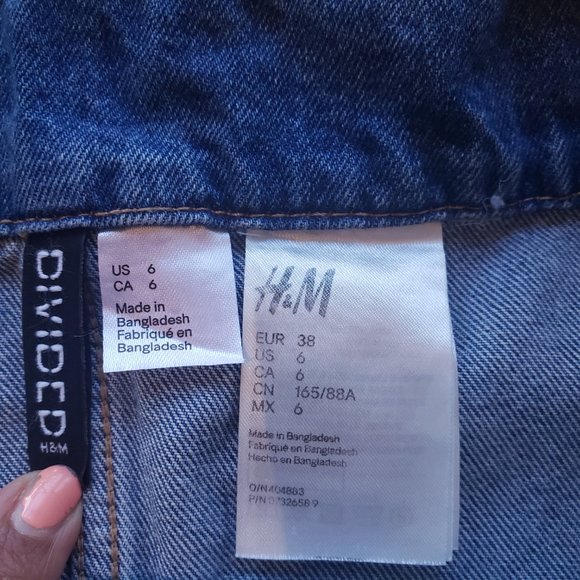 H&M Divided A-line Denim Jean Side Striped Overalls Romper Dress - Picture 9 of 12